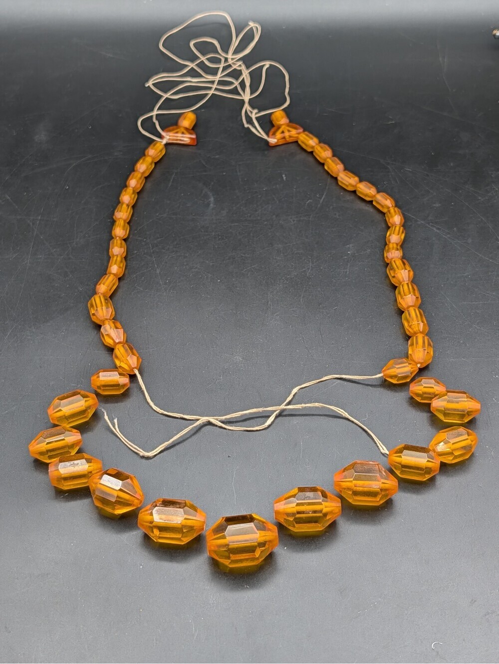 Vintage Apple Juice Bakelite Beads Lot Graduated Faceted Necklace Needs Repair